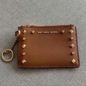 Michael Kors Signature Jet Set Small Coin Purse Brown MSRP $98